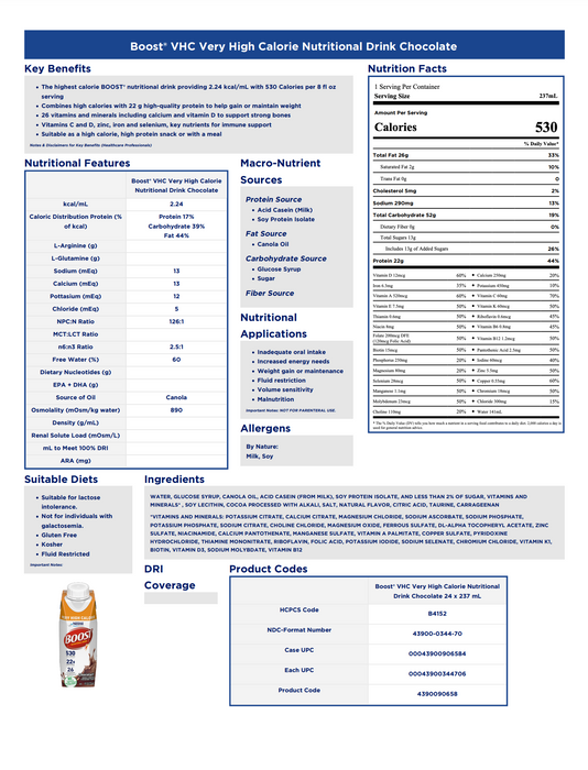 Boost® Very High Calorie Chocolate Flavor 8oz - Case of 24 - Medical Supply Surplus