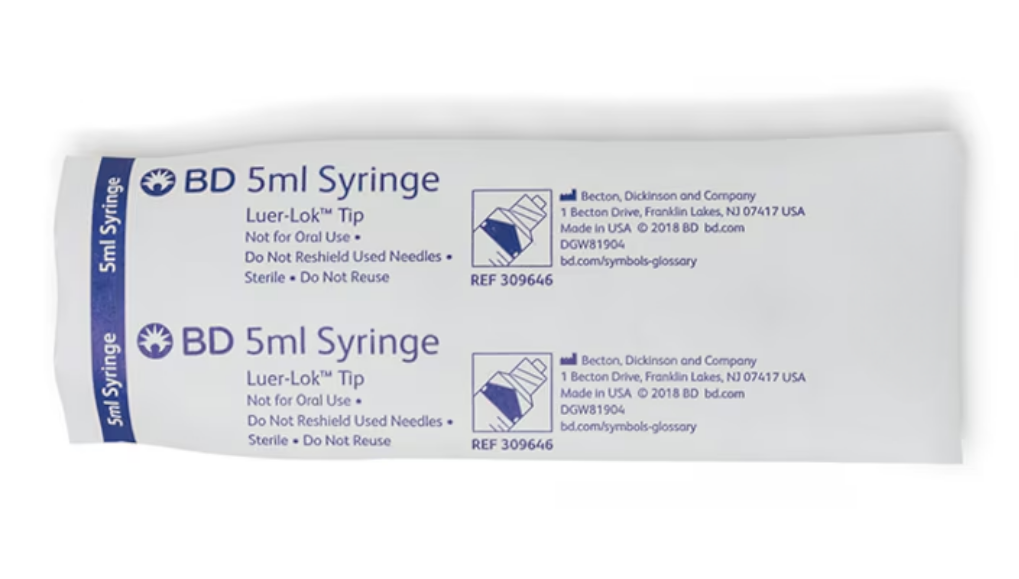 BD Luer-Lok™ 5mL Luer Lock Tip Syringe -309646