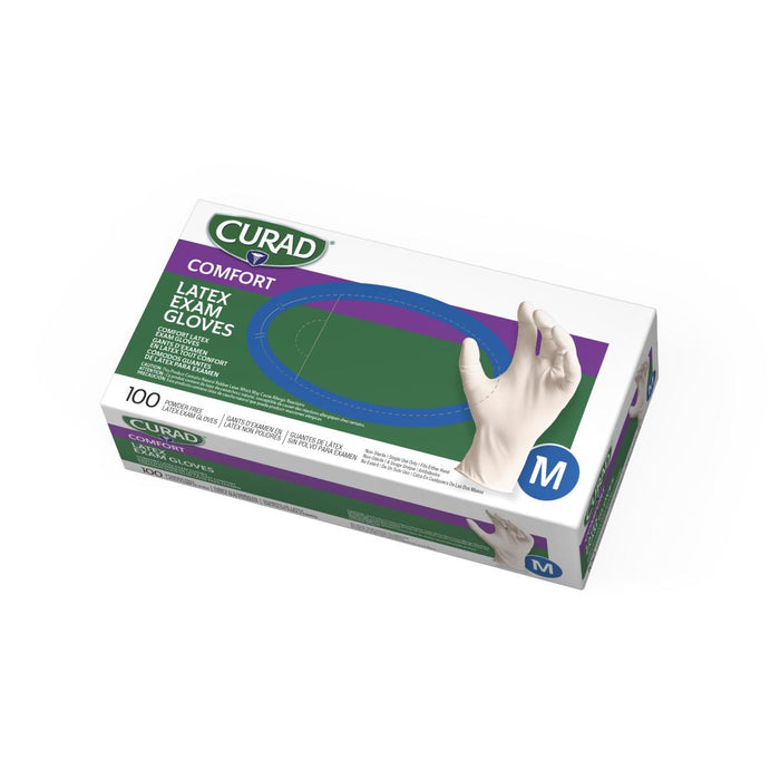 CURAD Powder-Free Textured Latex Exam Gloves -100/box - Medical Supply Surplus