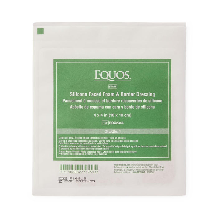 Equos Silicone Faced Foam & Border Dressing 4" x 4" - EQX2344 - Medical Supply Surplus