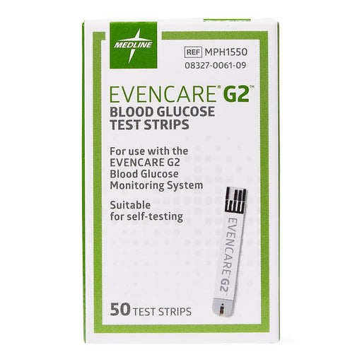 EvenCare G2 Blood Glucose Strips - Box of 50 - Medical Supply Surplus