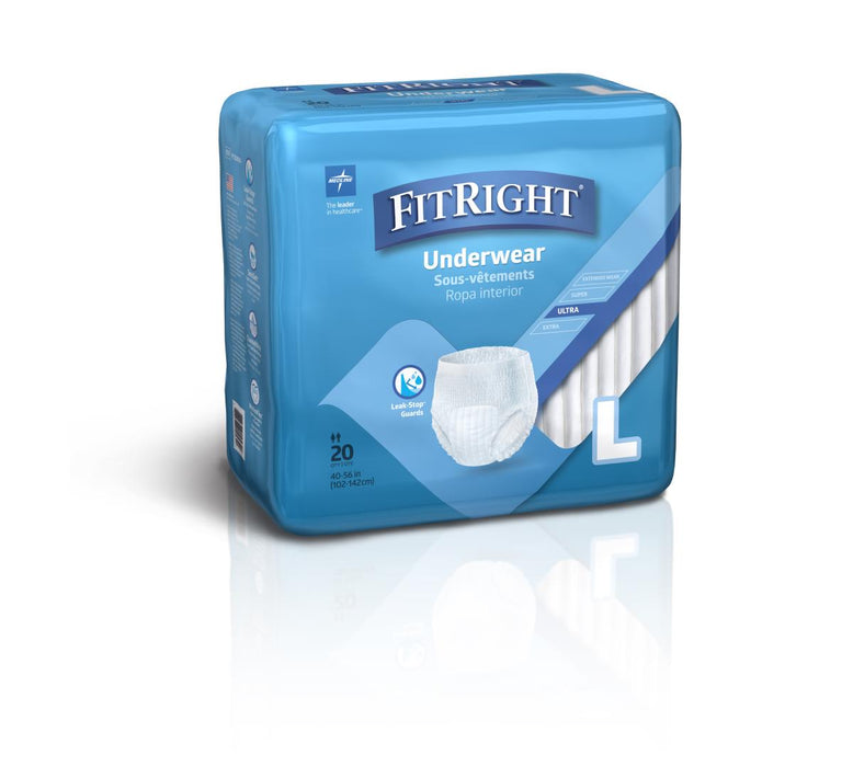 FitRight Ultra Adult Incontinence Underwear - Case of 80 - Medical Supply Surplus