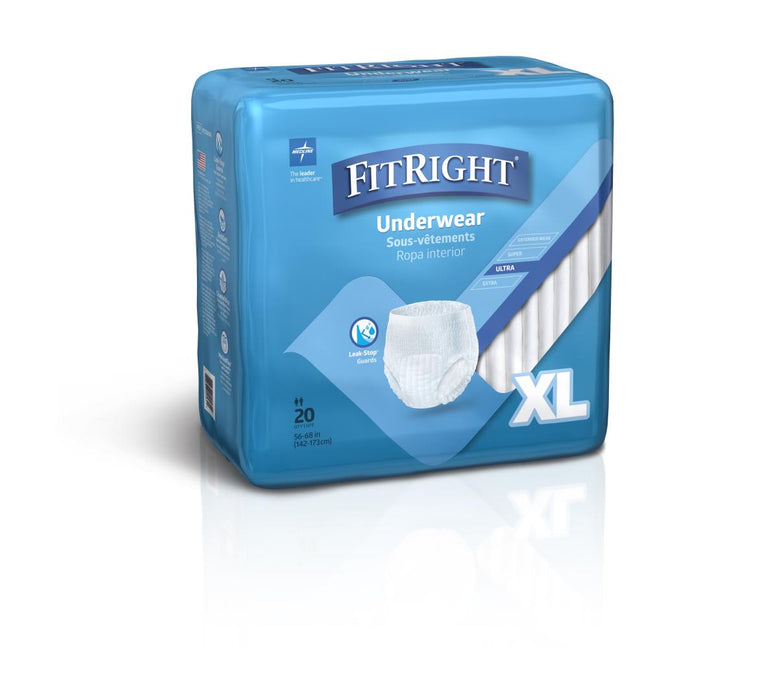 FitRight Ultra Adult Incontinence Underwear - Case of 80 - Medical Supply Surplus