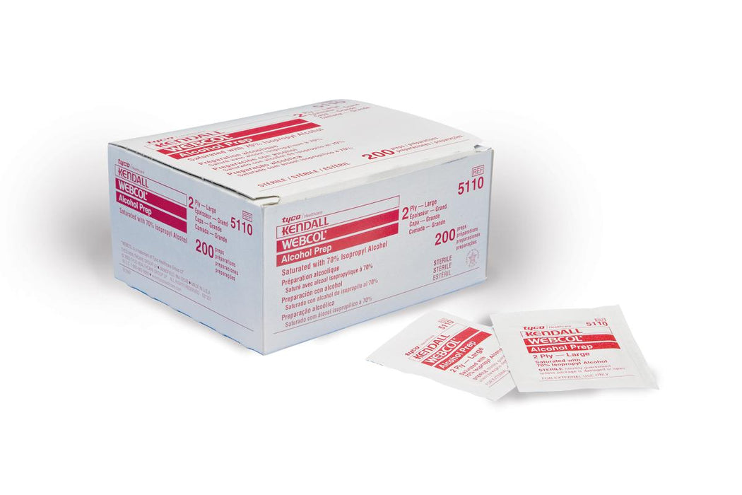 Webcol Alcohol Prep Pads: Large -Box of 200 - Medical Supply Surplus
