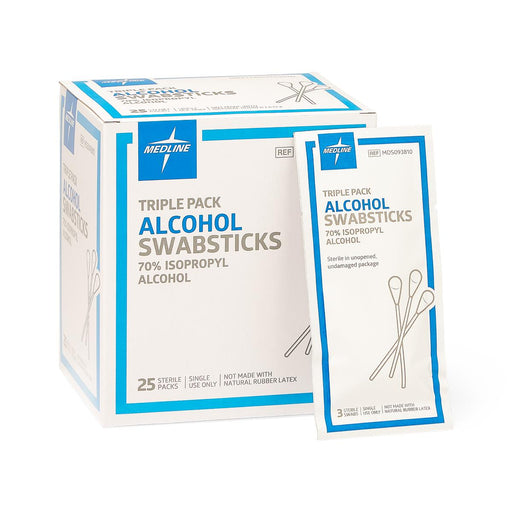 Sterile Alcohol Swabsticks Triple Packs: Packs of 25 - Medical Supply Surplus