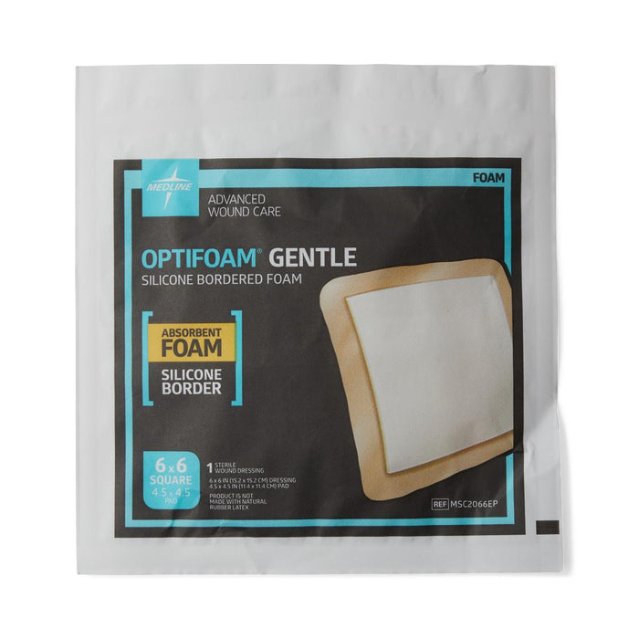 Optifoam Gentle Foam with Silicone Adhesive Border  6" x 6" - MSC2066EP - Medical Supply Surplus