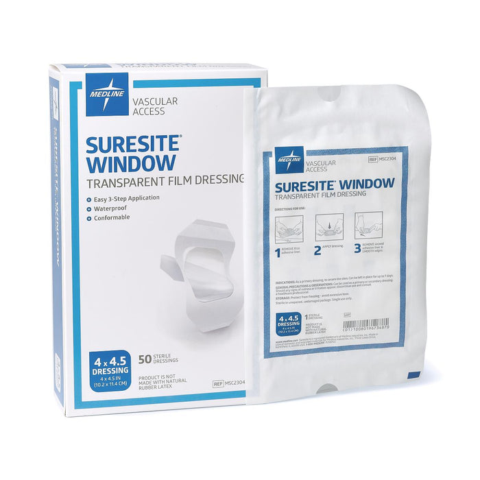 SureSite Window Transparent Film Dressing MSC2304 - Box of 50 - Medical Supply Surplus