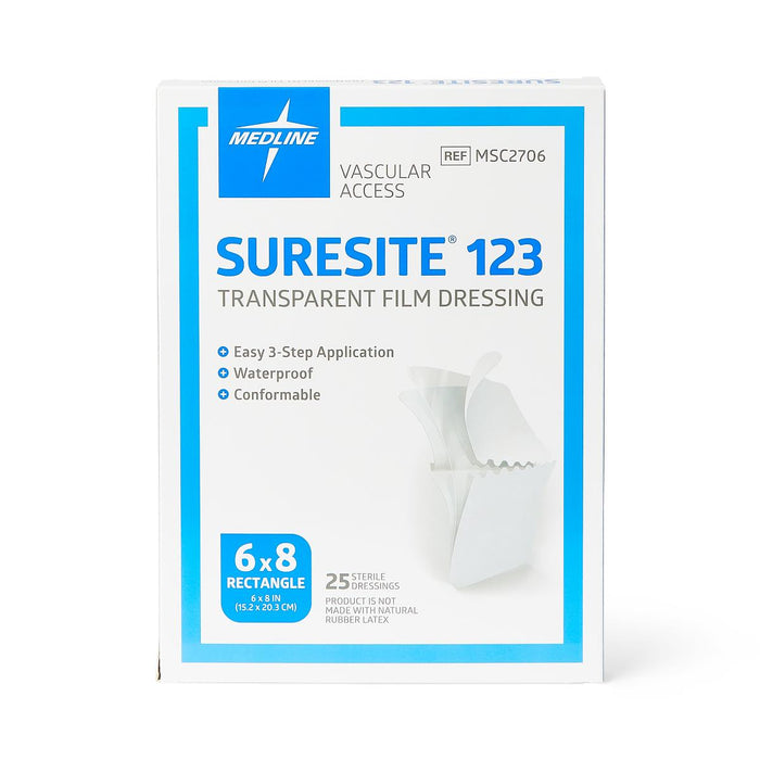 Suresite 123 Transparent Film Dressing 6" x 8" MSC2706 - Box of 25 - Medical Supply Surplus