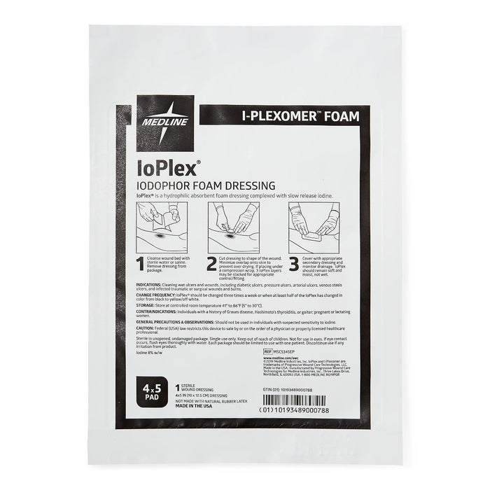 Ioplex Iodophor 4" x 5" Foam Dressing - MSC5345EP - Medical Supply Surplus