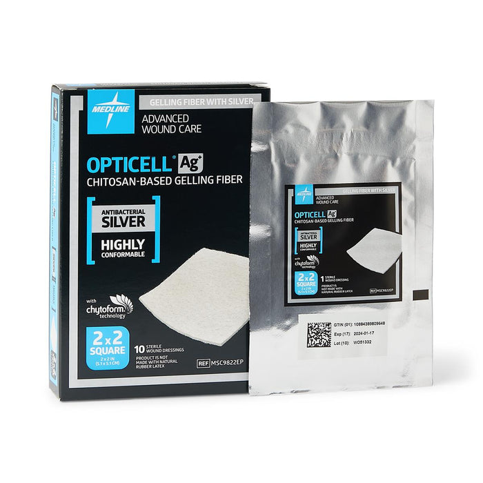 Opticell Ag+  2" x 2" Silver Antibacterial Wound Dressing - MSC9822EP - Medical Supply Surplus