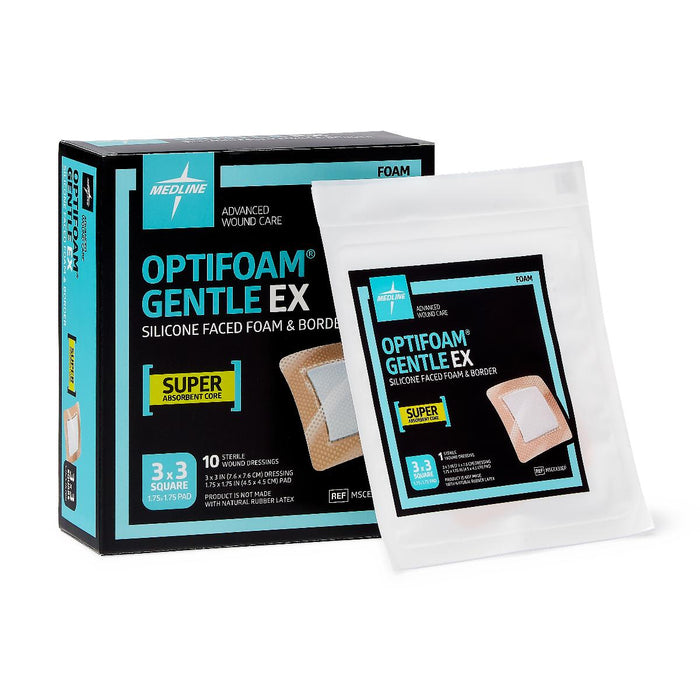 OPTIFOAM GENTLE EX 3" X 3" BORDERED - Medical Supply Surplus