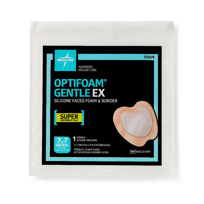 Optifoam Gentle EX 7" x 7" Silicone Faced Border Sacrum Dressing - MSCEX77EP - Medical Supply Surplus