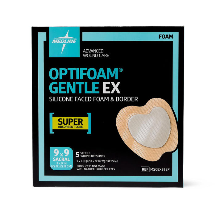 Optifoam Gentle EX 9" x 9" Silicone Faced Border Sacrum Dressing -MSCEX99EP - Medical Supply Surplus