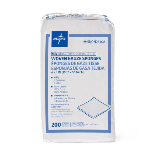 Nonsterile 100% Cotton Woven Gauze Sponges 4" x 4" 8 Ply- NON25408 - Medical Supply Surplus