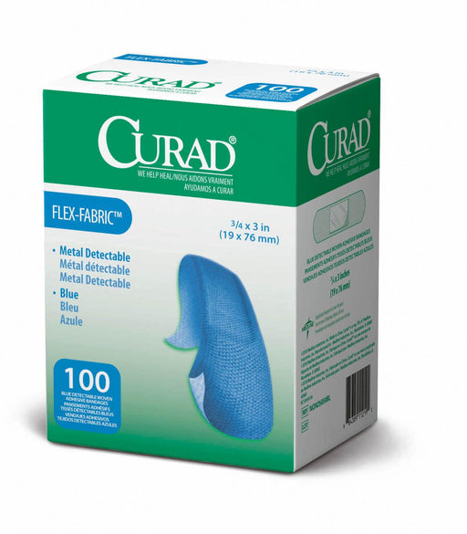 CURAD Flex-Fabric Blue Adhesive Bandages 3/4" x 3"- Case of 1200 - Medical Supply Surplus