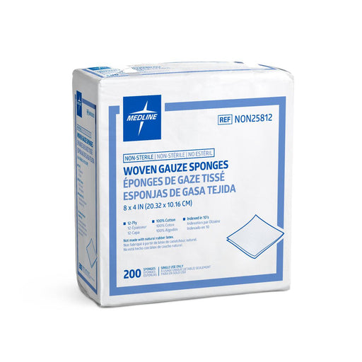 Nonsterile 100% Cotton Woven Gauze Sponges 8" x 4" 12 Ply- NON25812 - Medical Supply Surplus