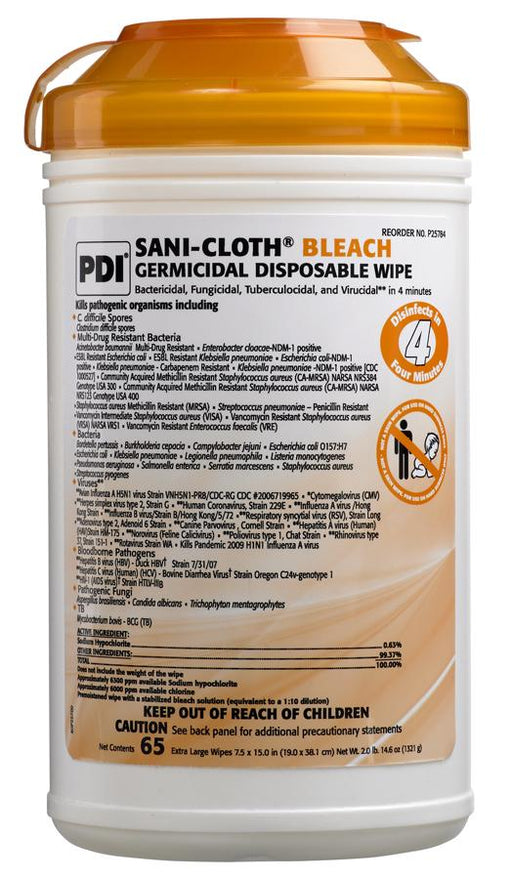 Sani-Cloth® Bleach Germicidal Wipe - 6/Case - Medical Supply Surplus