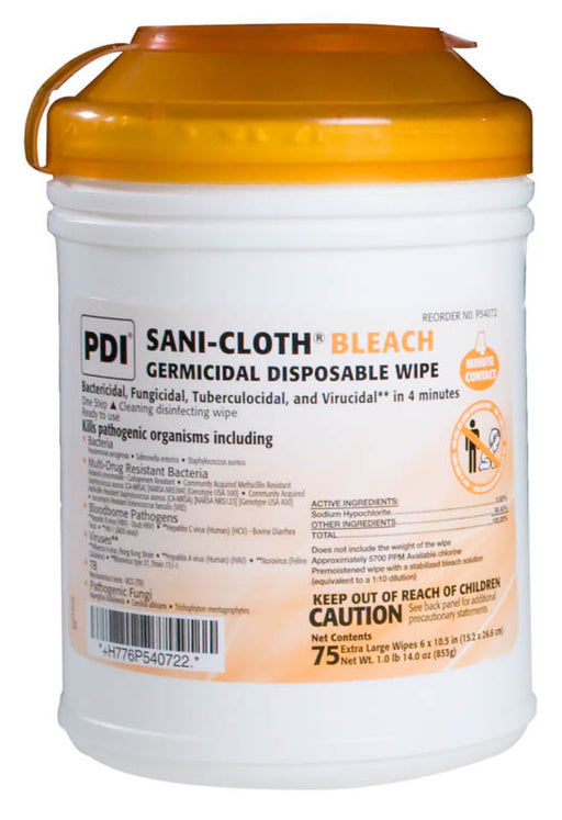 Sani-Cloth® Bleach Germicidal Wipe 6" x 10.5" - 12/Case - Medical Supply Surplus