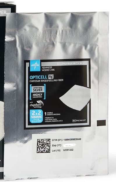 Opticell Ag+  2" x 2" Silver Antibacterial Wound Dressing - MSC9822EP - Medical Supply Surplus