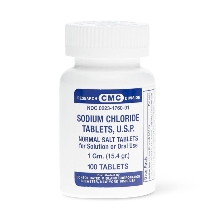 Sodium Chloride 1gm  Tablets - 100/Bottle - Medical Supply Surplus
