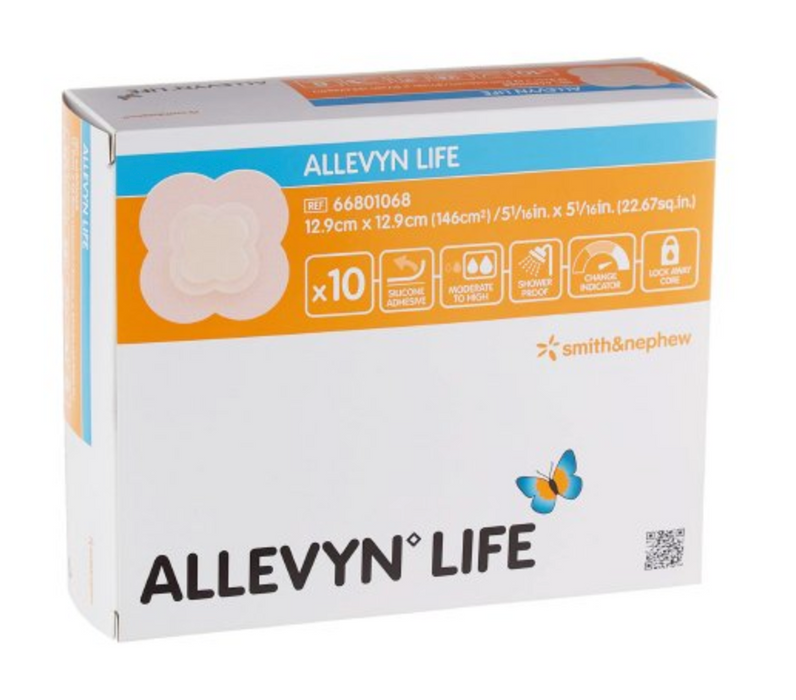 Allevyn Life 5-3/4 X 5-3/4 Inch Quadrilobe Silicone Adhesive with Border - Box of 10 - Medical Supply Surplus