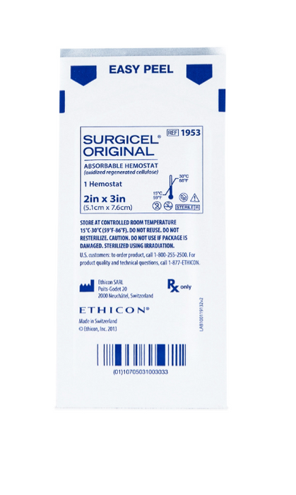 Surgicel®  2x3" Oxidized Absorbable Hemostat Dressing - 1953 - Single - Medical Supply Surplus