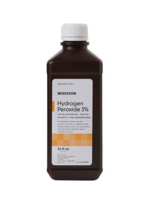 Mckesson 3% Hydrogen Peroxide- 16oz Bottles - Case of 12 - Medical Supply Surplus