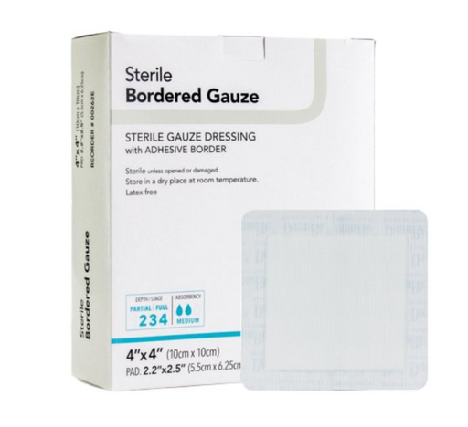 DermaRite® Bordered Gauze 4 x 4 Inch - Box of 25 - Medical Supply Surplus