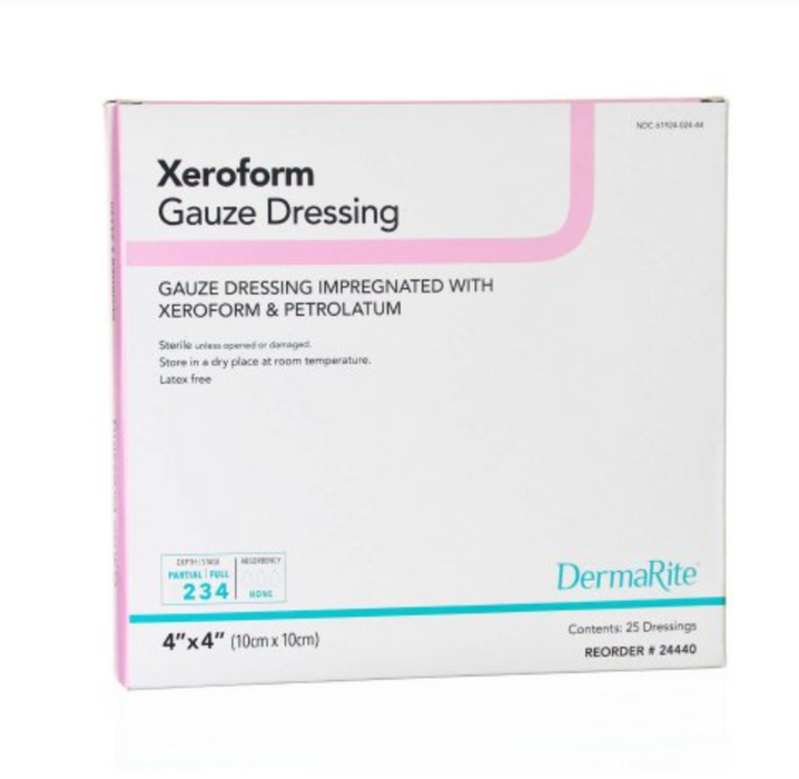 DermaRite Xeroform™ Gauze Dressing 4"x 4" - Box of 25 - Medical Supply Surplus