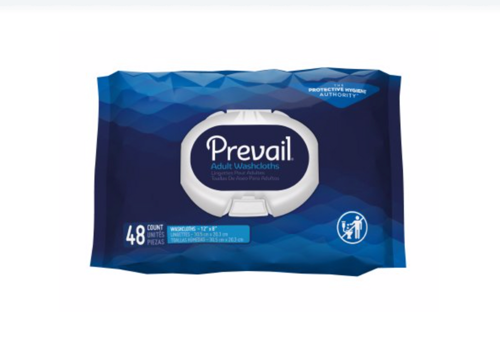 Prevail® Adult Washcloths Soft Pack Aloe / Vitamin E (48 count) - Medical Supply Surplus