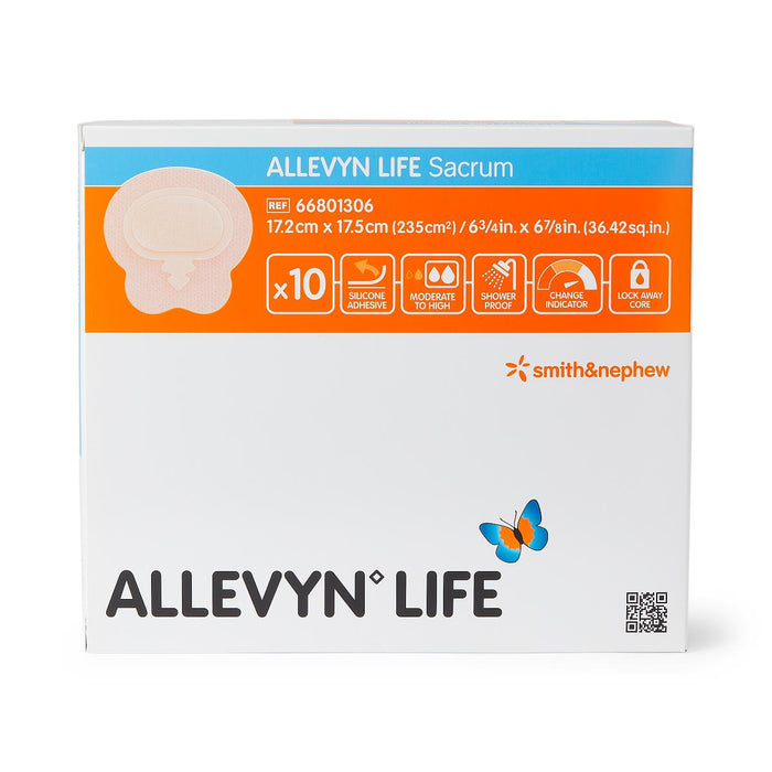 Allevyn Life 7 X 7 Inch Sacral Silicone Adhesive with Border - Box of 10 - Medical Supply Surplus