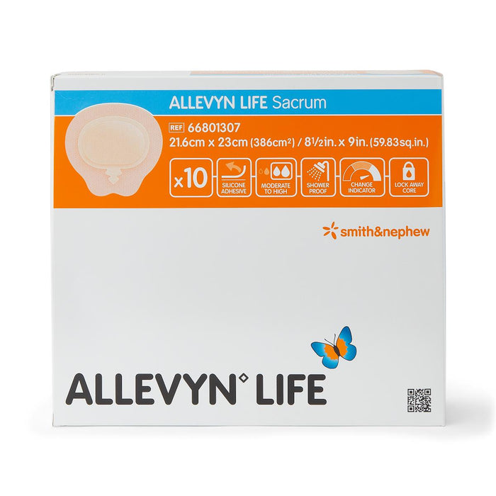 Allevyn Life  8-1/2 X 9 Inch Sacral Silicone Adhesive with Border - Box of 10 - Medical Supply Surplus