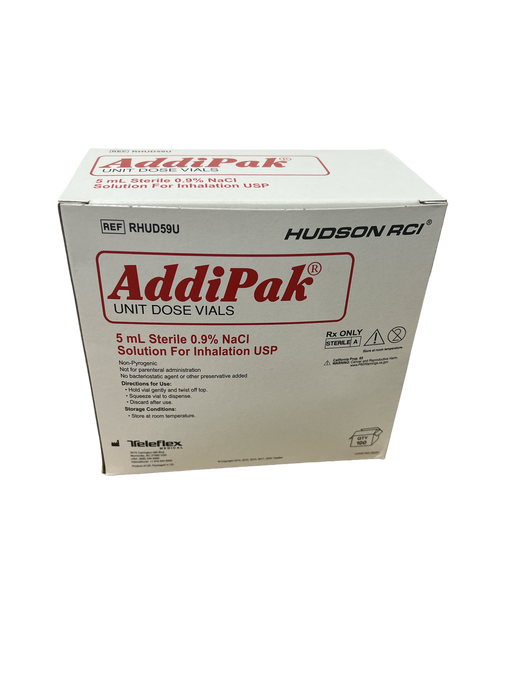 Addipak®  Sodium Chloride 0.9% Inhalation Solution Unit Dose Vial 5 mL - Medical Supply Surplus