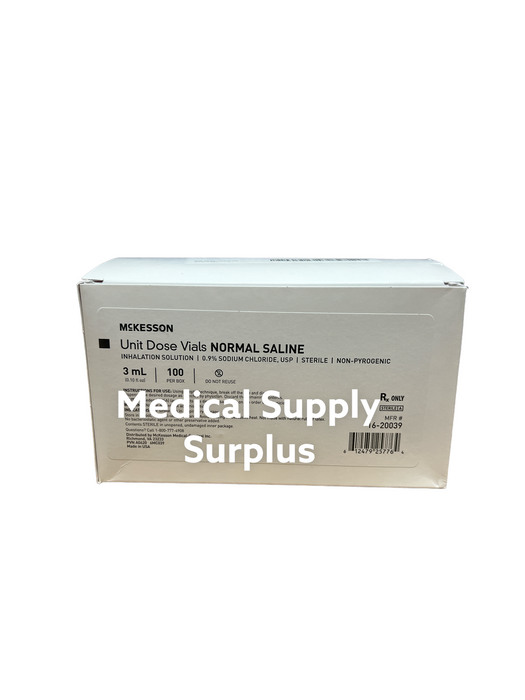 Mckesson Sodium Chloride 0.9% Inhalation Solution Unit Dose Vial 3 mL - Medical Supply Surplus