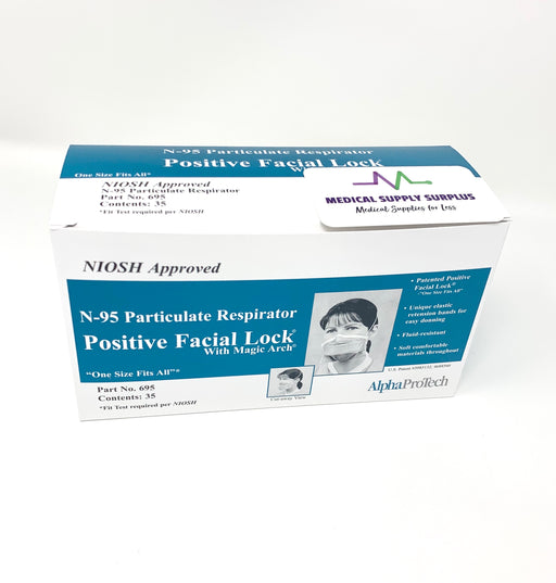 AlphaProTech N95 Respirator Masks 695 - 35/Box - Medical Supply Surplus
