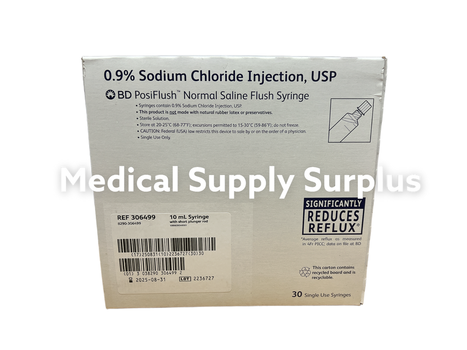 BD PosiFlush™ Normal Saline Filled Flush Syringe 10ml - 306499 - Medical Supply Surplus